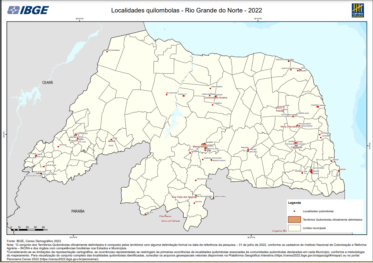 IBGE divulga levantamento sobre comunidades quilombolas no RN
