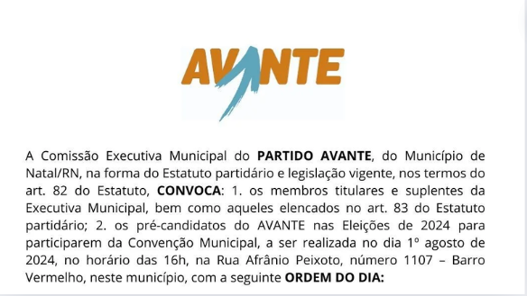 Informe institucional: convocatória da convenção municipal do Avante