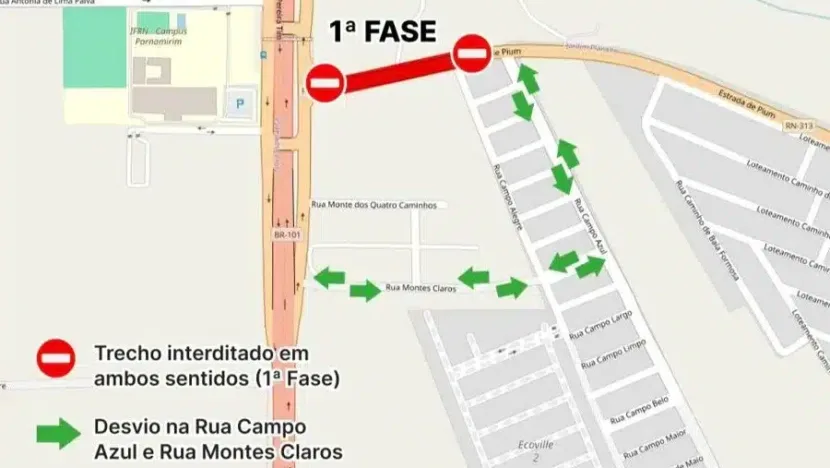 Prefeitura de Parnamirim inicia duplicação da RN-313 com interdição de trecho