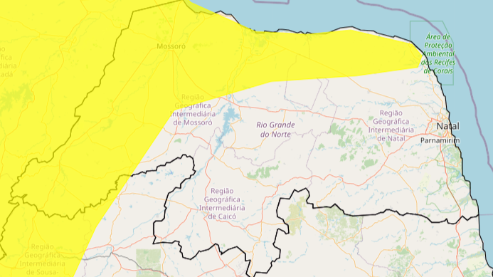 Inmet emite alerta de chuvas para 74 cidades do RN