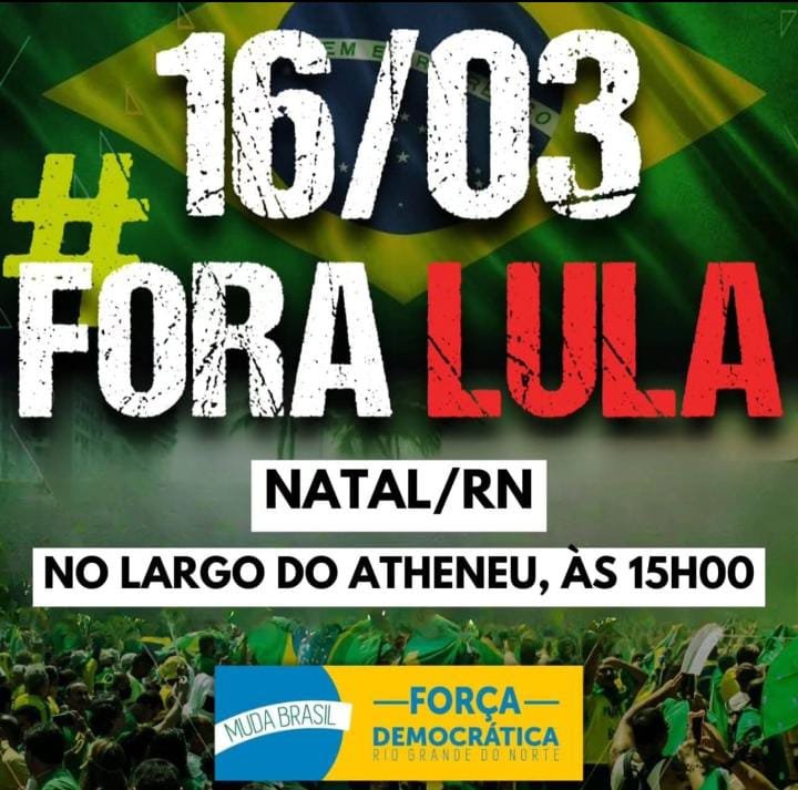 Manifestação contra o governo Lula e em defesa de anistia ocorre em Natal neste domingo