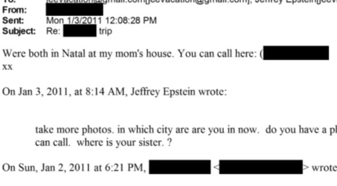 Jovem de Natal é mencionada em trocas de emails do caso Epstein; “dê uma chance a ela”, diz interlocutora