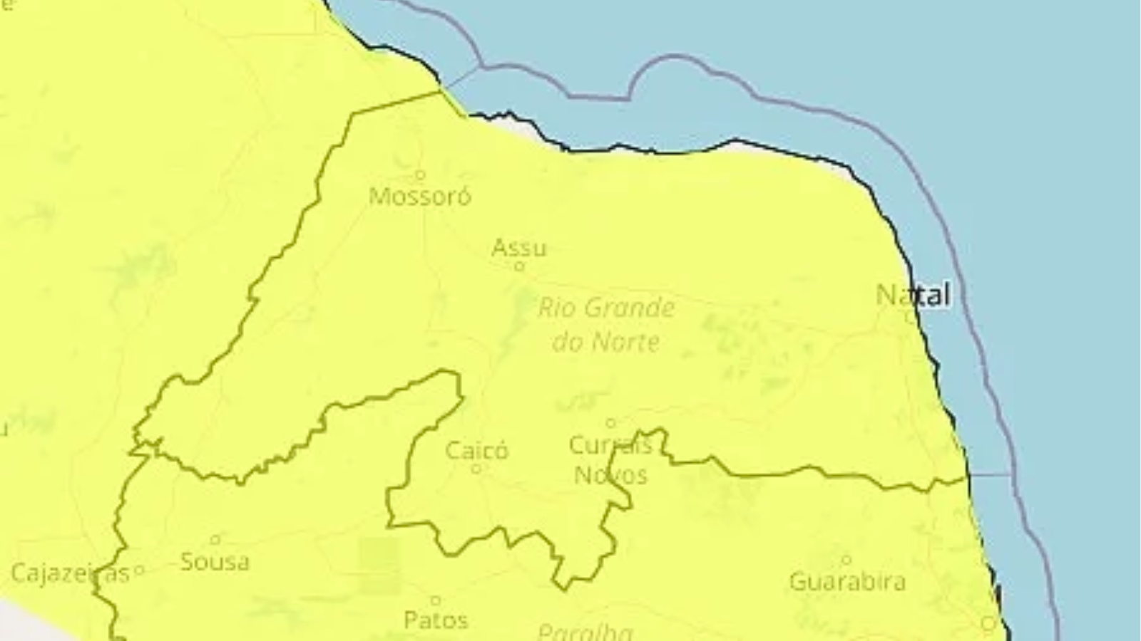 Alerta de chuvas do INMET continua durante este domingo (17) em todo o Rio Grande do Norte