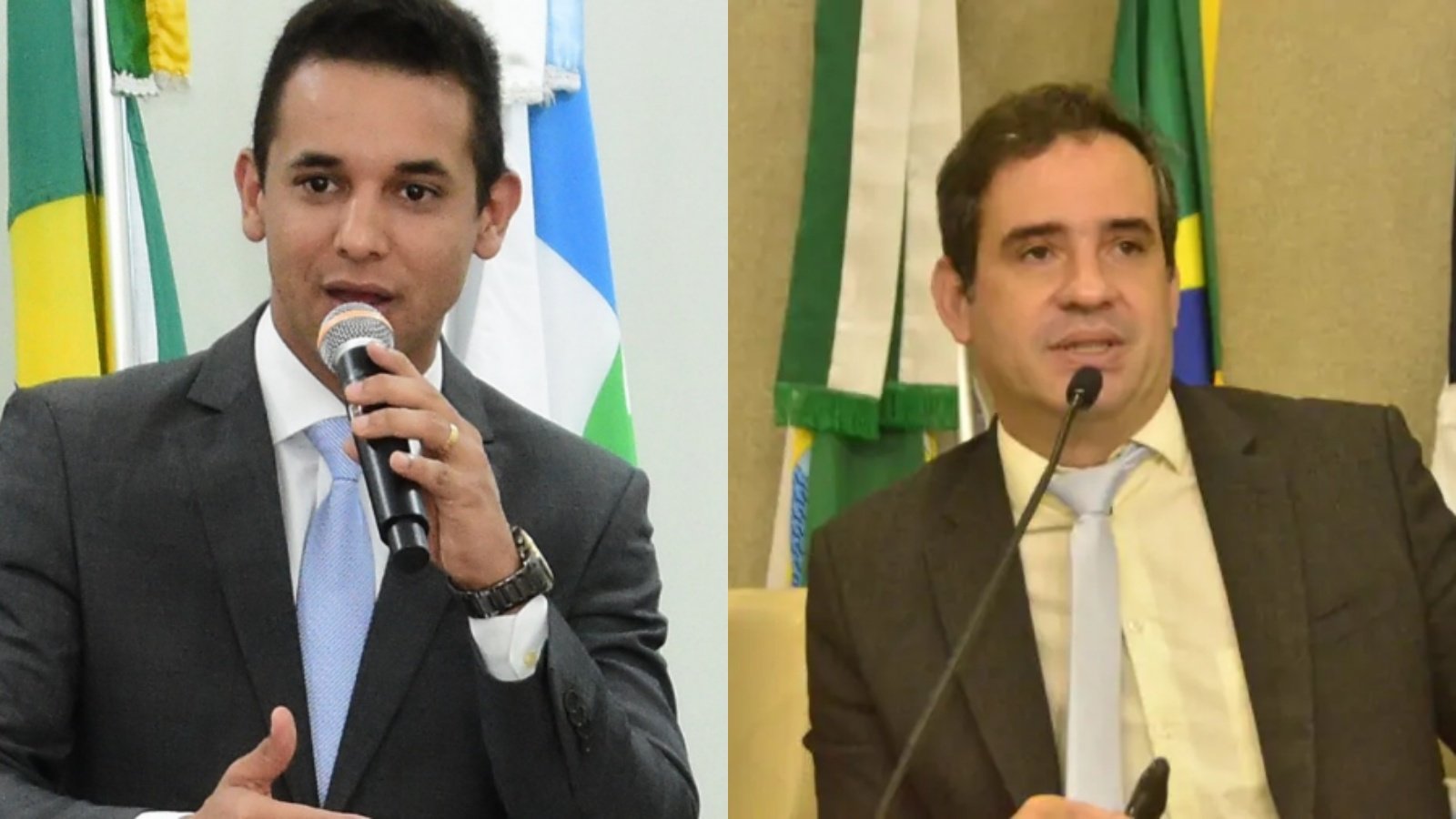Fotografias lado a lado: Allyson Bezerra, à esquerda, e Cadu Xavier, à direita, falando ao microfone em ocasiões diferentes.